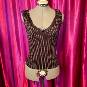 Cute black & pink micro polkadot tank top by LEI